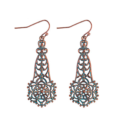 Ethnic Women's Pigeon Bohemian Earrings Vintage Bronze Gypsy Turquoises Jhumka Earrings Oorbellen