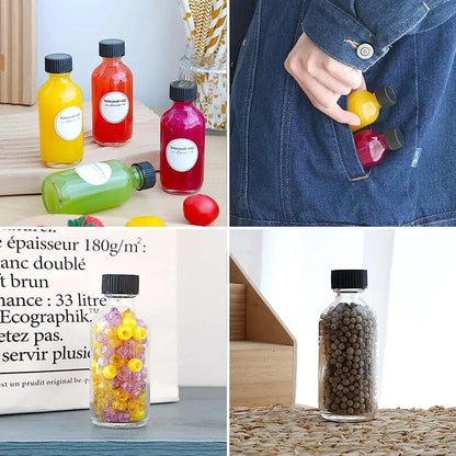 2oz Small Clear Glass Bottles with Lids for Liquids, Tiny Short Jars with Caps Mini Glass Juice Bottles for Potion, Ginger Shots