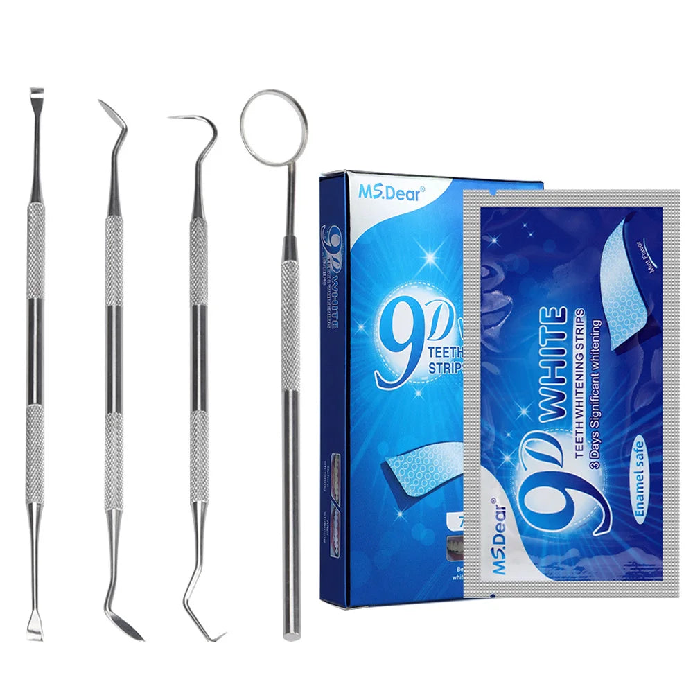 4 pcs Dental Hygiene Tool Kit Instruments Dentist Tartar Scraper Scaler Calculus Plaque Remover Teeth Cleaning Oral Care Tool