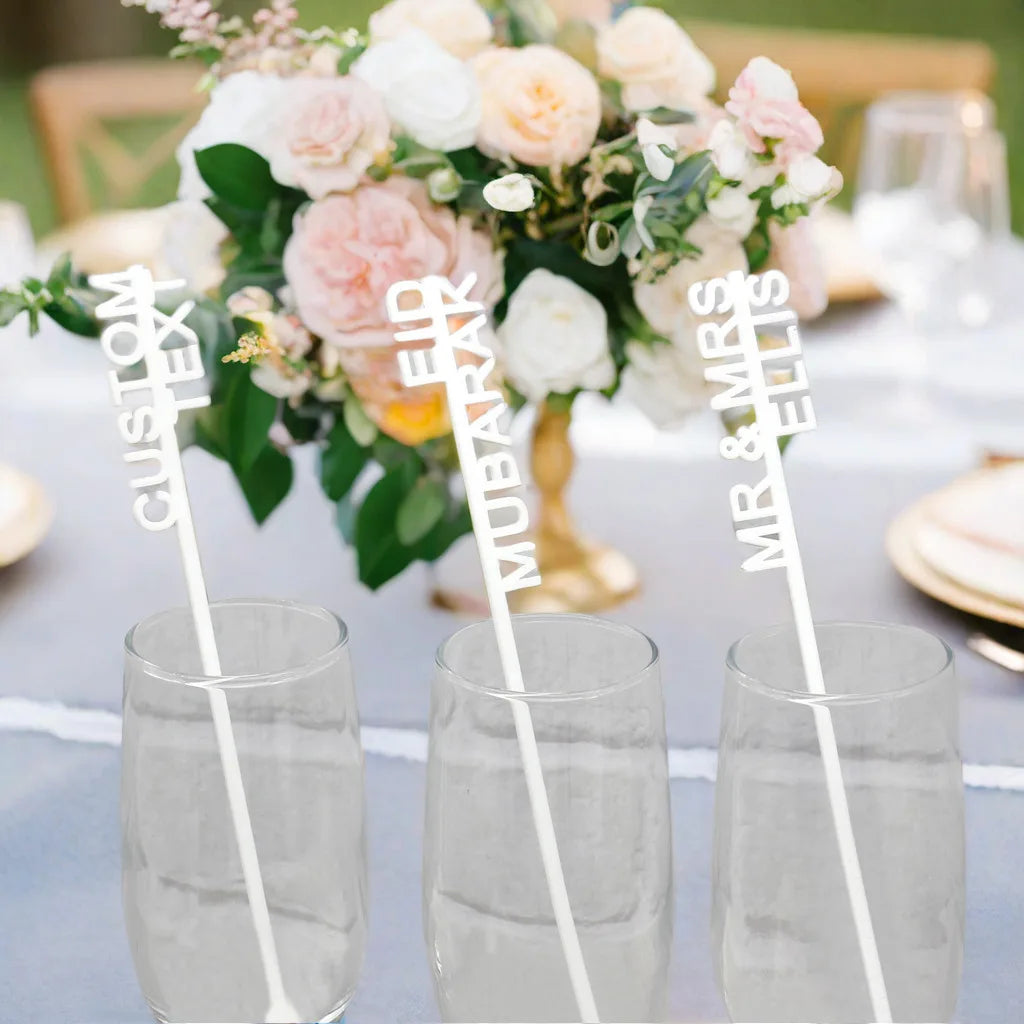 10-120pcs Personalized Acrylic Stirrers Custom Laser Cut Drink Stirrers Drinks Wedding Stirrers Cocktail Toppers