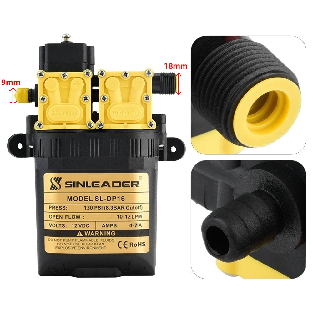 12V 7A 10L/min High Pressure Agricultural Electric Water Pump Water Sprayer Pumps Dual-Core Power Agricultural Electric