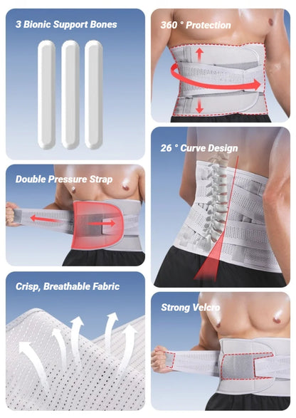 Adjustable Back Braces Waist Belt Men Women Lower Pain Relief Breathable Anti-Skid Spine Lumbar Support Trainer Trimmer Fitness