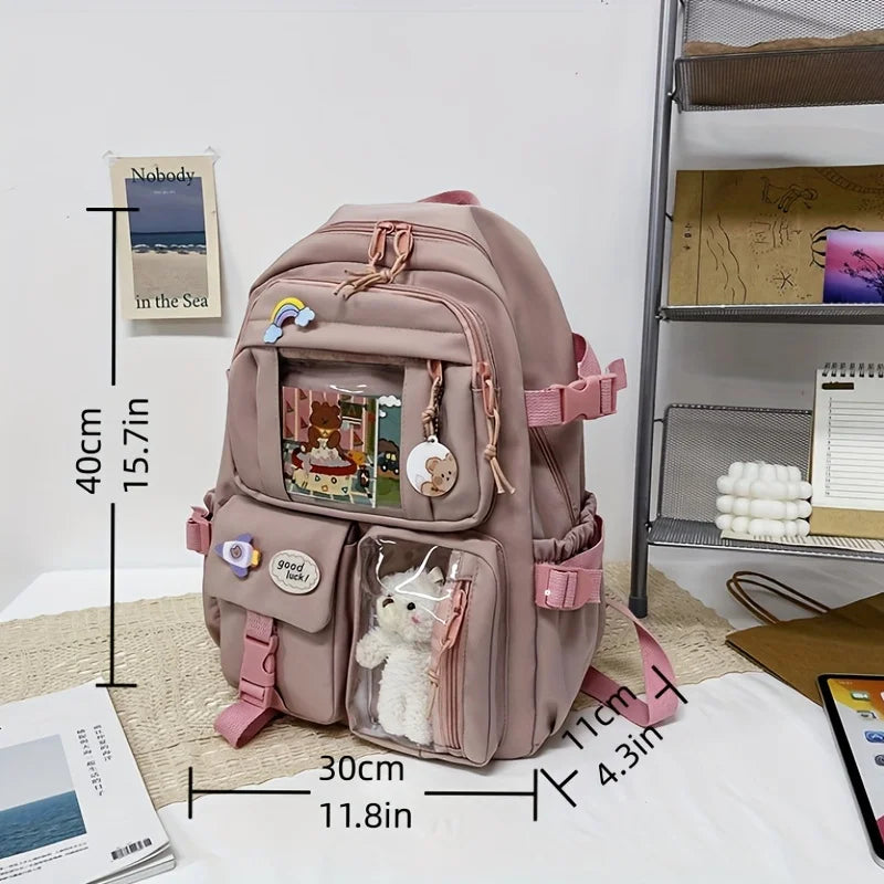 Large Capacity High School Student Backpack Female Korean Schoolbag Junior High School Student Girl Backpack