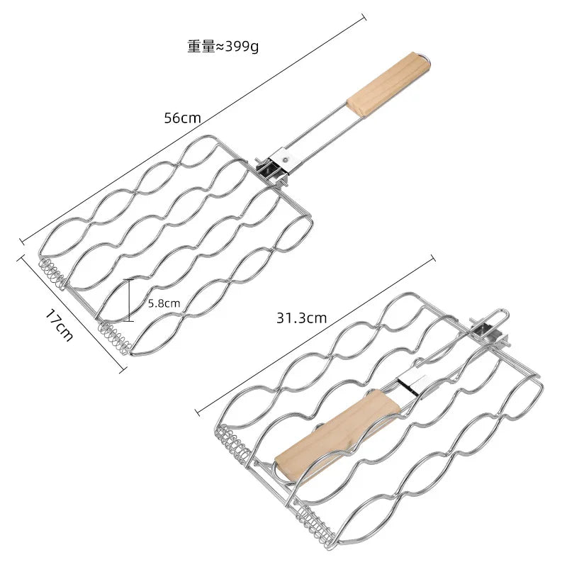 2025 New Foldable outdoor BBQ corn grill with multifunctional corn mesh clip and portable corn grill clip