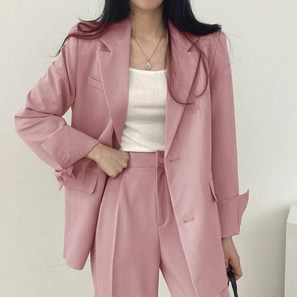 Suit Jacket Casual Office Lady Elegant Solid Single-breasted Women Blazer