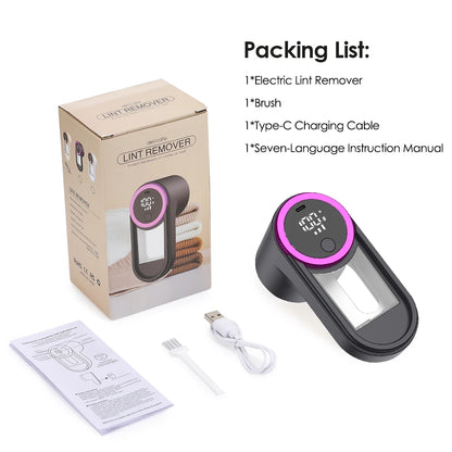 ﻿  Lint Remover for Clothing 3 Speeds LED Digital Electric Pellet Fluff Remover  Rechargeable Fuzz Fabric Shaver Sweater Hair