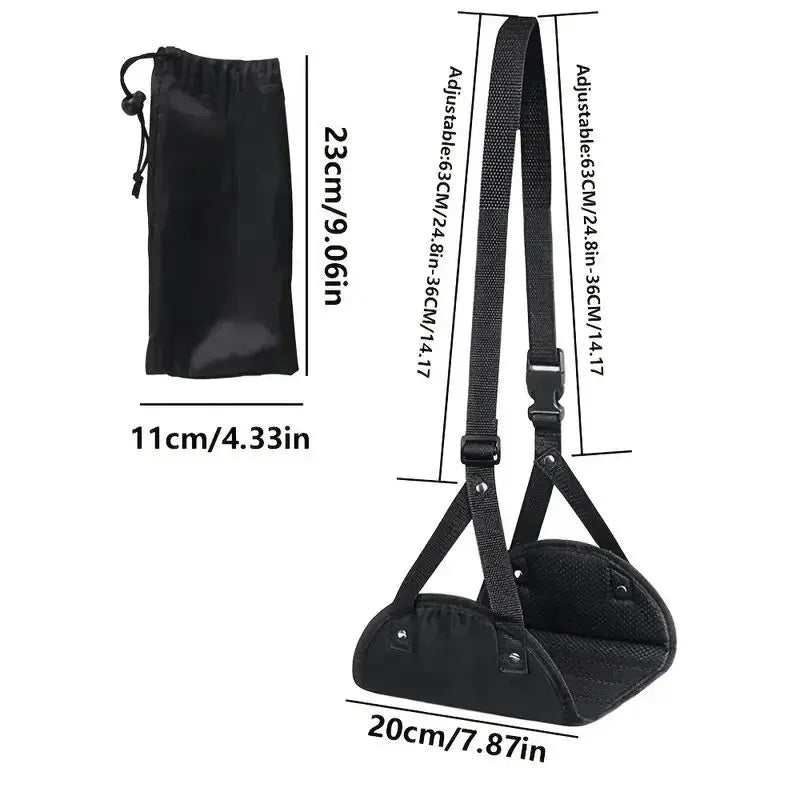 Airplane Footrest With Adjustable Strap, Portable Hammock Leg Rest, Perfect Travel Accessories