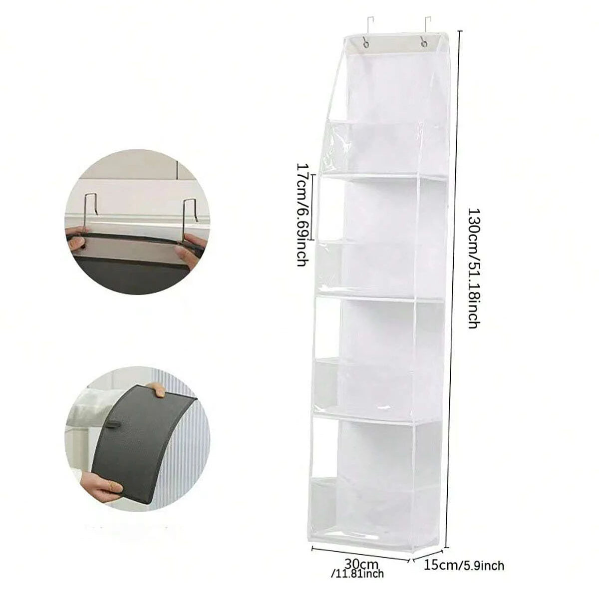 1pc/2pcs - Over-the-Door Organizer – Versatile, Foldable, Clear Wall-Mounted Storage Solution for Home Organization