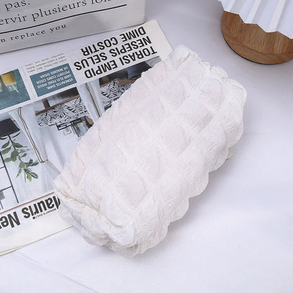 Cute Cream Puff Pencil Case Big Capacity Pen Bag Zipper Stationary Organzier Aesthetic Pen Case Makeup Storage Office Stationary