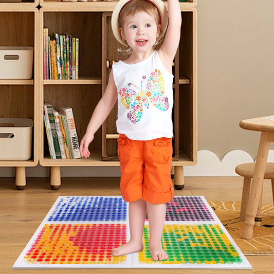 Educational Colorful Sensory Tiles in Daycare - Liquid Sensory Floor Decorative Tiles for Preschoolers 4PCS
