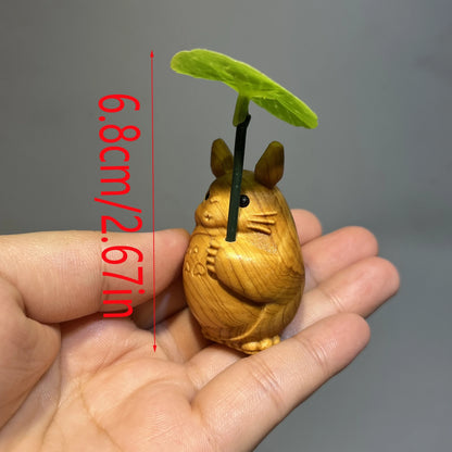 Adorable Handcrafted Oak Wood Cat Sculpture - Artisan-Crafted Detailing, Perfect Miniature Car Decor