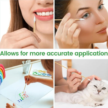 100/300PCS 6 Inch Precision Tips Cotton Swabs - Long Wooden Stick Cotton Buds Pointed Cotton Swabs With Case - Cotton