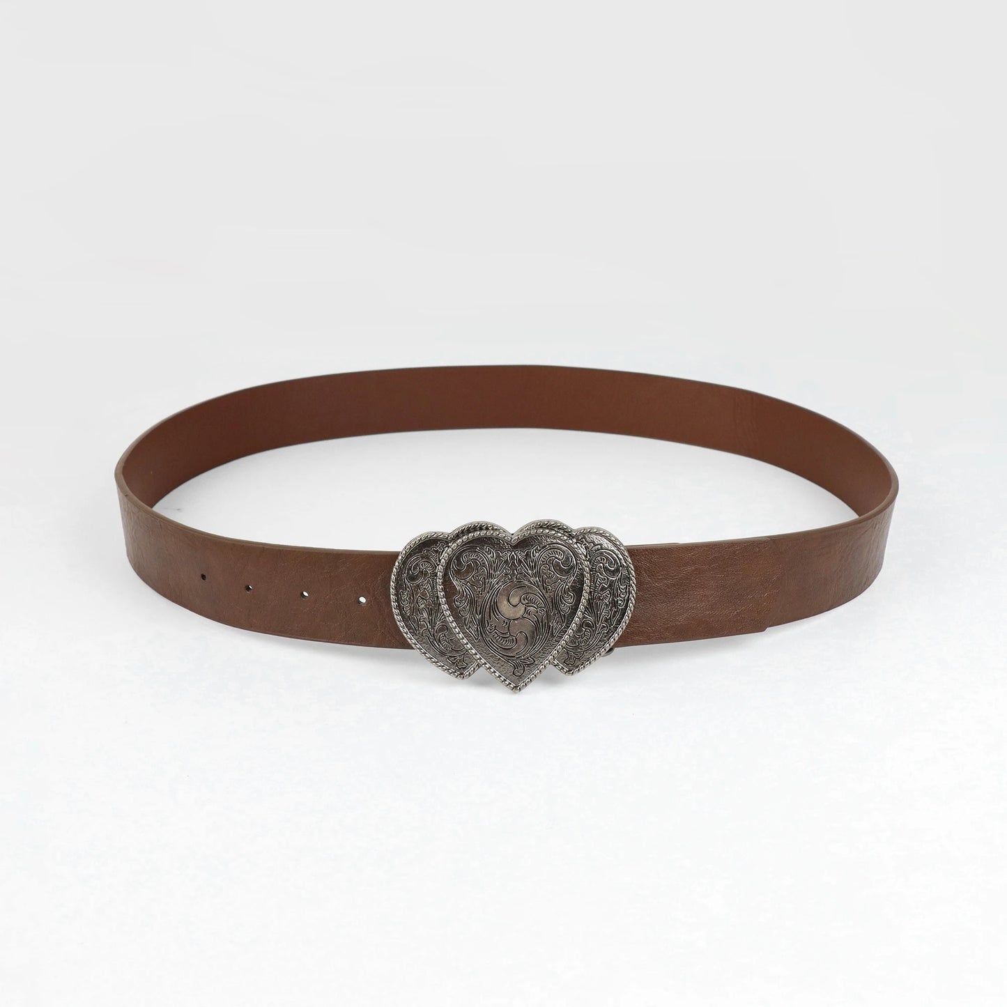 Vintage Heart Leather Belt Love Buckle Retro Embossed Belt Men's Pattern Belt Ethnic Belt Western Jeans Belt Goth