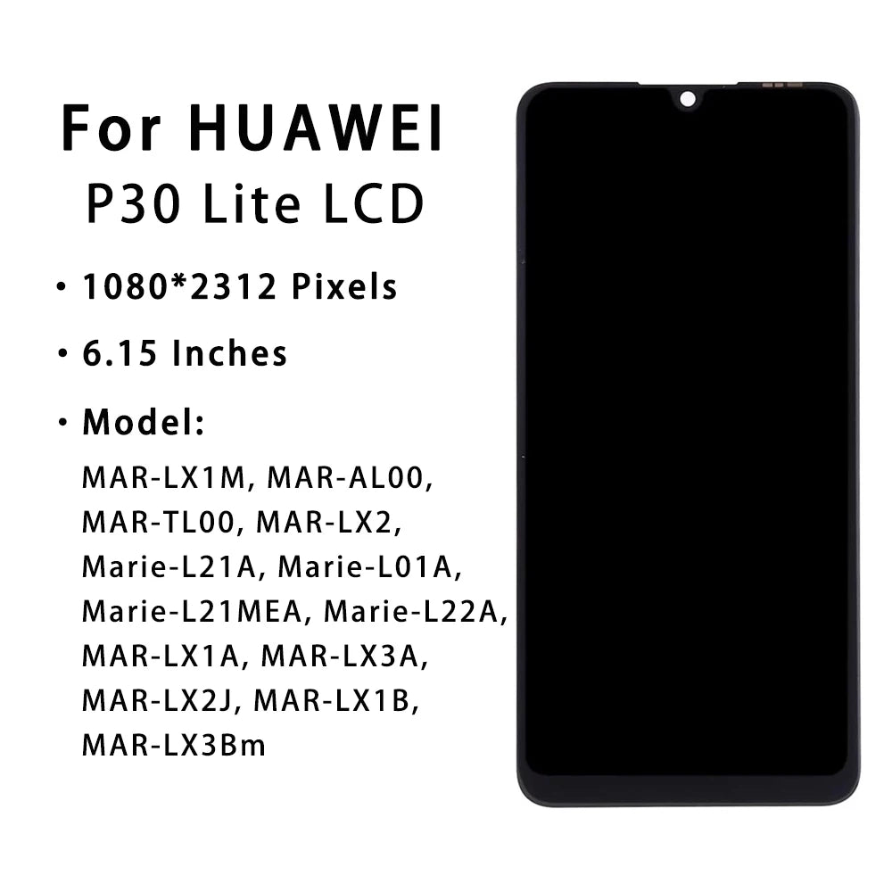 6.15" For HUAWEI P30 Lite LCD Digitizer Touch Screen For HUAWEI P30 Lite for Huawei Nova 4E LCD Screen Digitizer Assembly Part