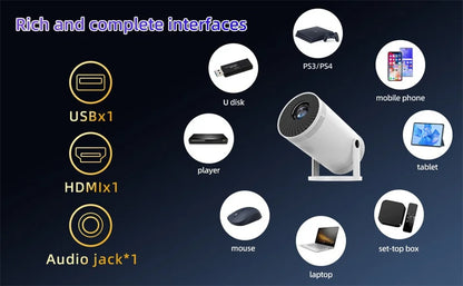 2025 Hot New Projector 4K Bluetooth 5.0 Dual Wifi6 260ANSI All Winner Support 1080P 1280*720P Mini Home Cinema Outdoor Projetors