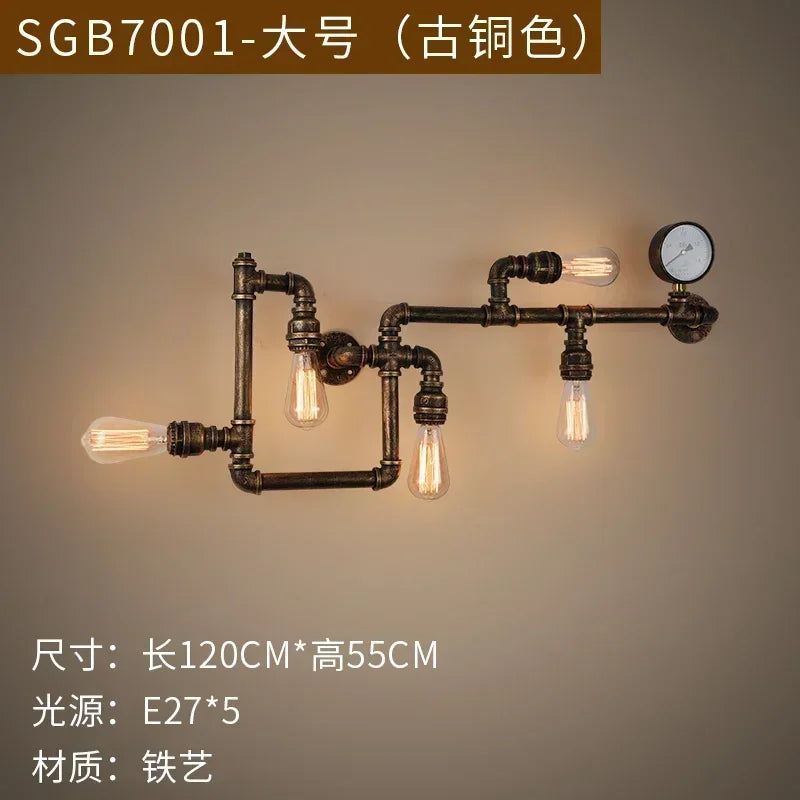 Industrial Style Wall Lamp Living Room Personalized Creative Gear Water Pipe Bedroom Decorative Wall Hangings Wall Retro Lamps