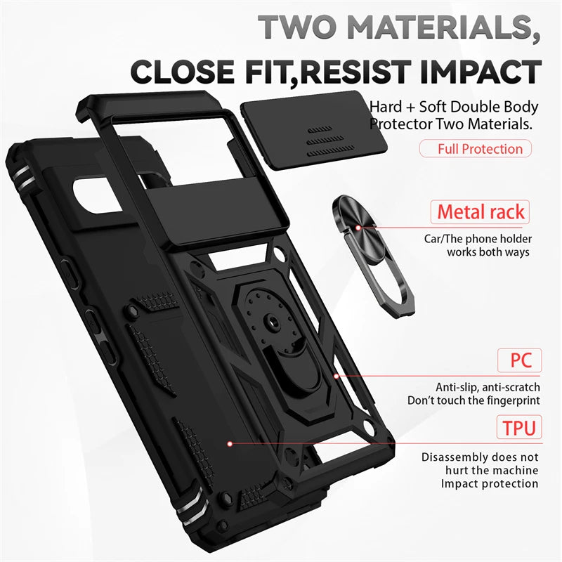 Full Cover For Google Pixel 7 Case For Google Pixel 7 6A 7A 8 Pro Push Window Magnetic Phone Holder Case For Google Pixel 7 Case