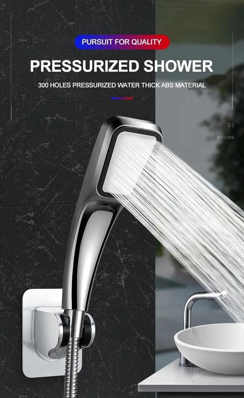 300 hole ultra strong pressurized shower head, square handheld shower head, pressurized shower head, water-saving shower head
