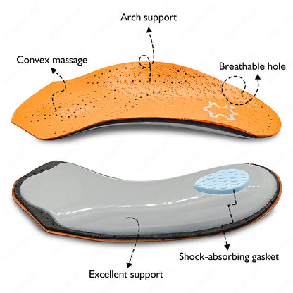 VTHRA 3/4 Length Orthotic Insoles Leather Insole Flat Foot Arch Support 2.5cm Half Shoe Pads Orthopedic Insoles Foot Care Unisex