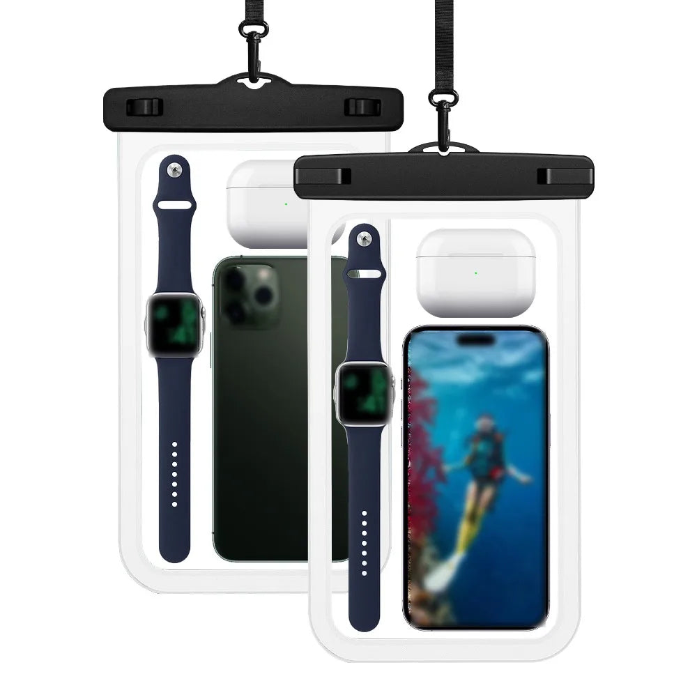Waterproof Mobile Phone Bag Touchable Screen Large Capacity Phone Protector Pouch with Neck Lanyard Transparent