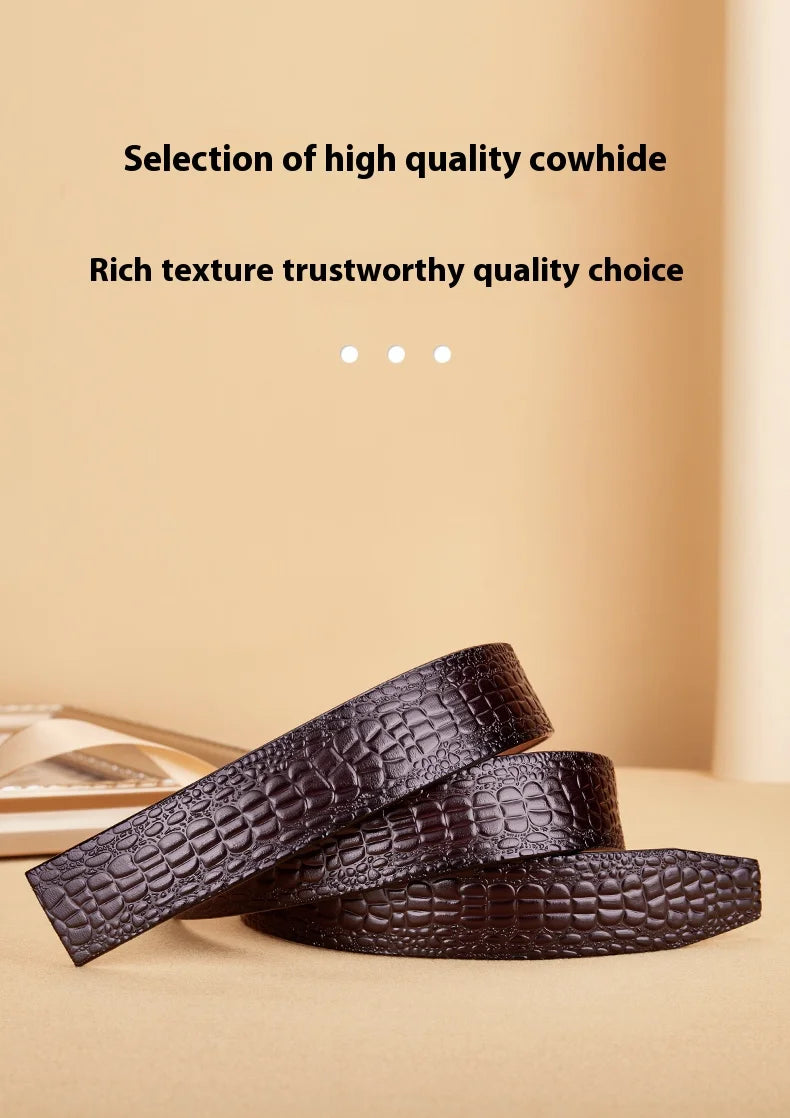 Leather material waistband. Single belt, crocodile pattern belt, casual waist belt, 3.5cm belt