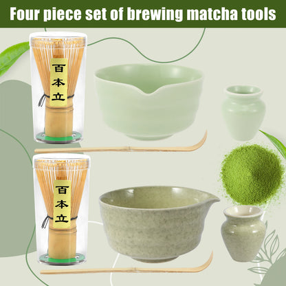 Matcha Making Kit Japanese Tea Set Scoop (Chashaku）Matcha  (Chasen) Tea Set with Ceramic Bowl Bamboo Accessories for Tea Lovers