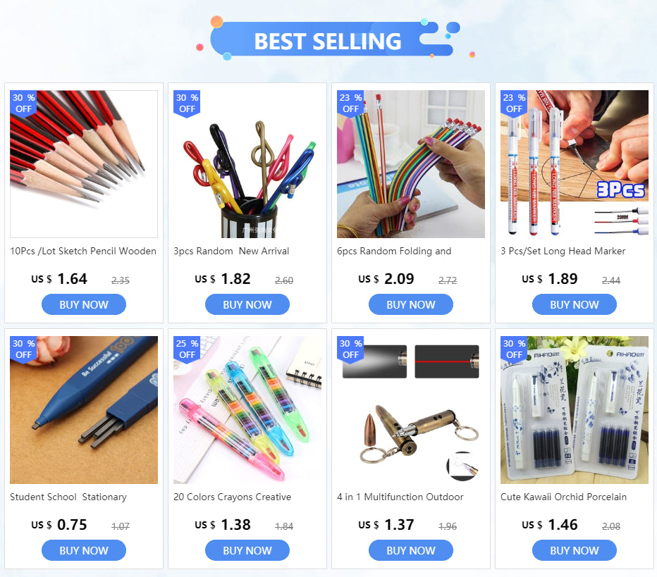 4pcs Funny Stationary Toy for Children Ballpoint Ball Point Pen Led Flashlight Torch