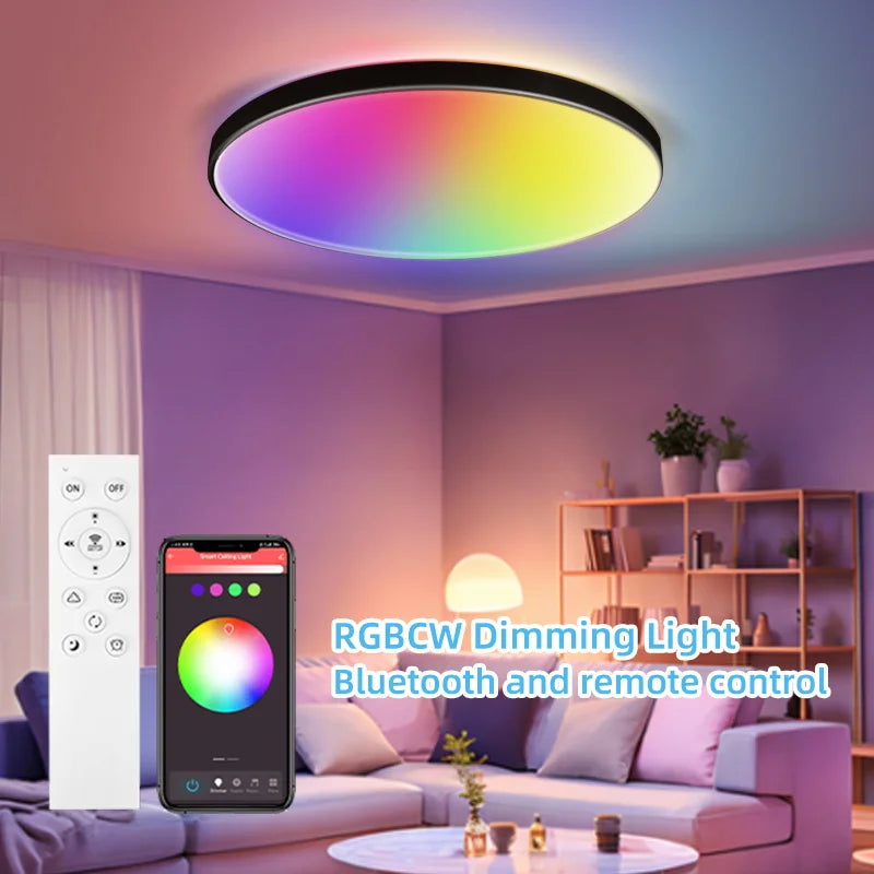 Smart lamp Led RGB Ceiling Light 24W Dimmable 110V-265V Ultra Thin Bluetooth APP Control Lamps for room led light Global version