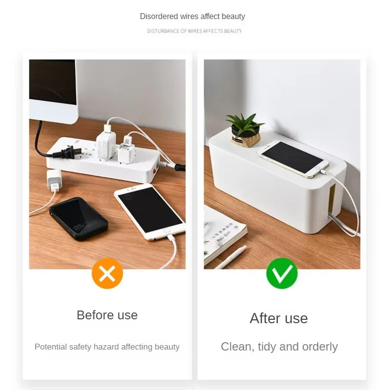 Cable Management Box Desktop Power Strip Storage Box Dustproof Socket Storage Box Home Wire Case Wire Management Cable Organizer