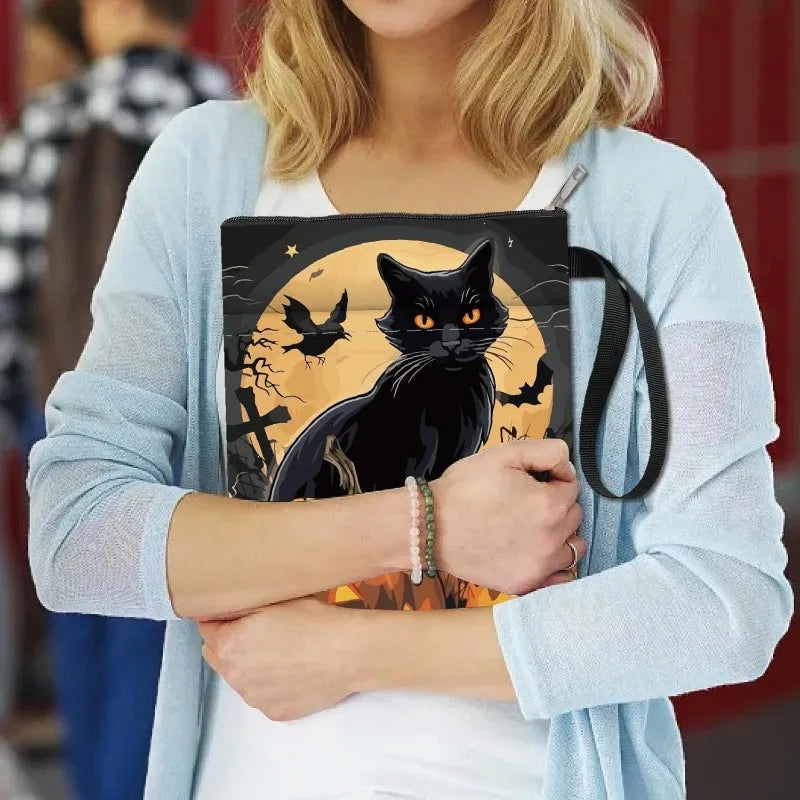 1pc Black Cat Book Sleeve Halloween Pumpkin Book Protector Book Covers for Paperbacks Washable Fabric Cloth Book Cover