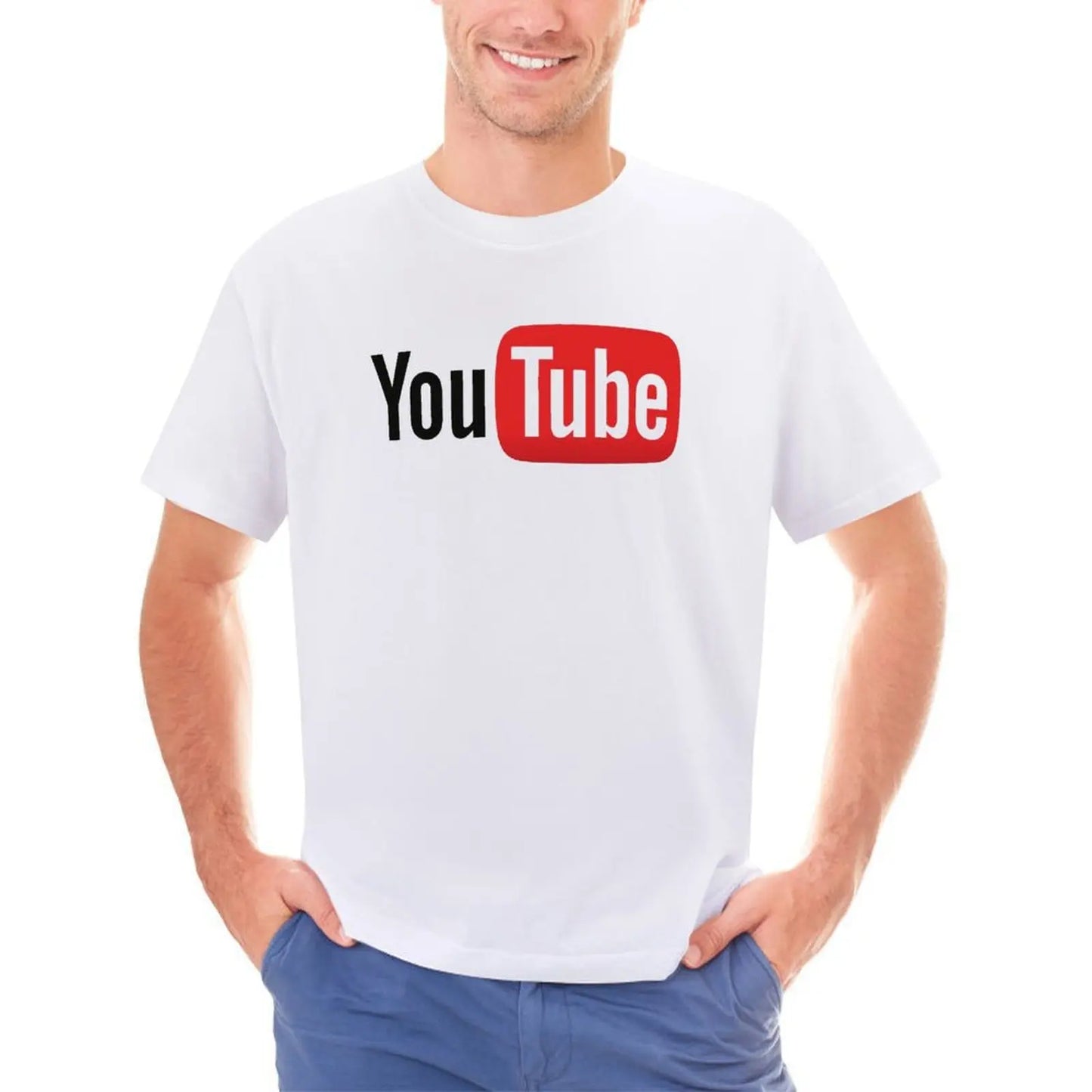 Mens T-Shirt YouTube Logo T-Shirts Fashion Video Website Summer Tees Y2K Fun Design 100% Cotton Clothes Plus Size