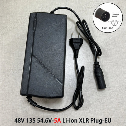 36V 48V 60V 72V Charger 2A 5A Lithium Battery Pack 42 54.6 67.2 84V 10 13 16 20S Smart Intelligent Fast Charging Charger EU Plug