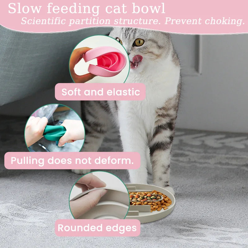 Pet Slow Feeder Bowl Cat Dog Silicone Non slip Slower Food Feeding Dishes Durable Pet Bowl for Large Medium Small Dogs Puppy