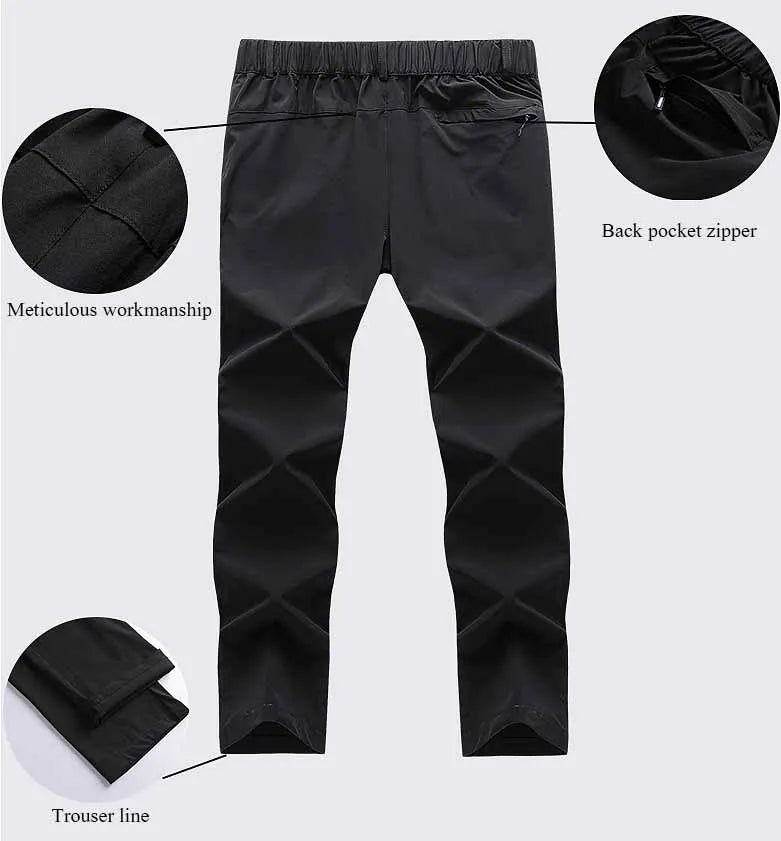 New Elastic Mens Hiking Pants Summer Quick Drying Waterproof Breathable Ultra Thin Outdoor Climbing Trekking Mens Trousers PN69