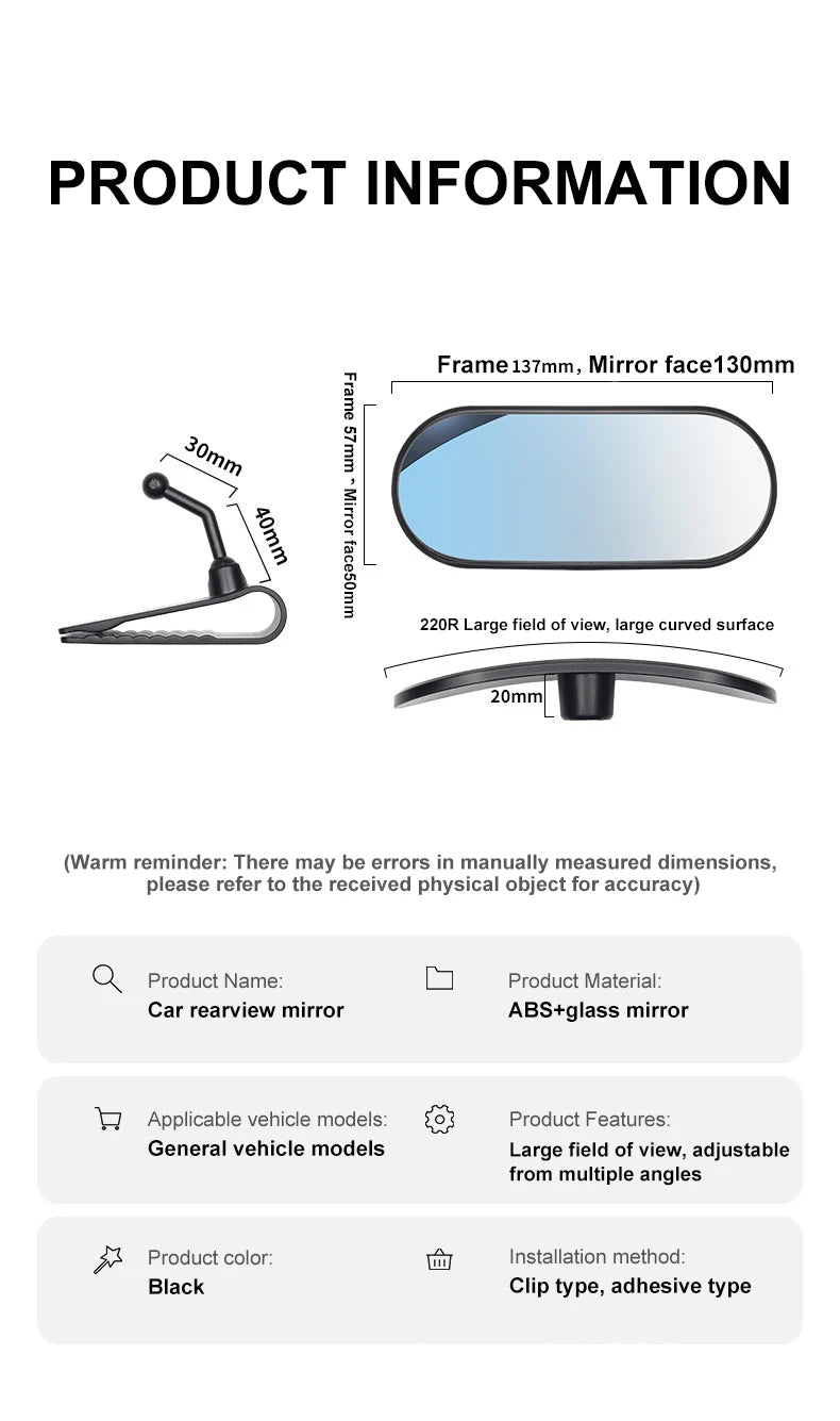 Sticky Baby Mirror For Car Auxiliary Mirror 360 Adjustable Baby Rear View Mirror Adhesive Mount Wide Angle Shatterproof Backseat