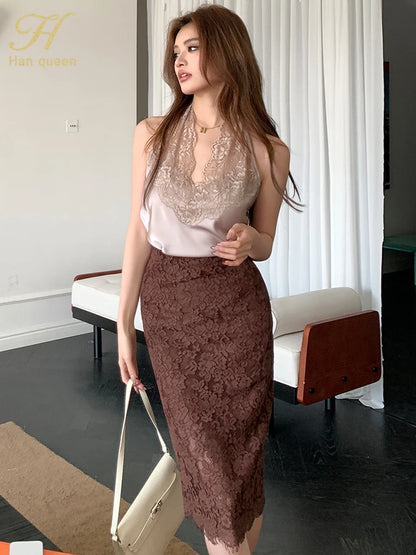 Casual Female Work Wear Office Shirts and Blouses Korean Basic Lace Shirts Women Vintage Clothing Chiffon Top