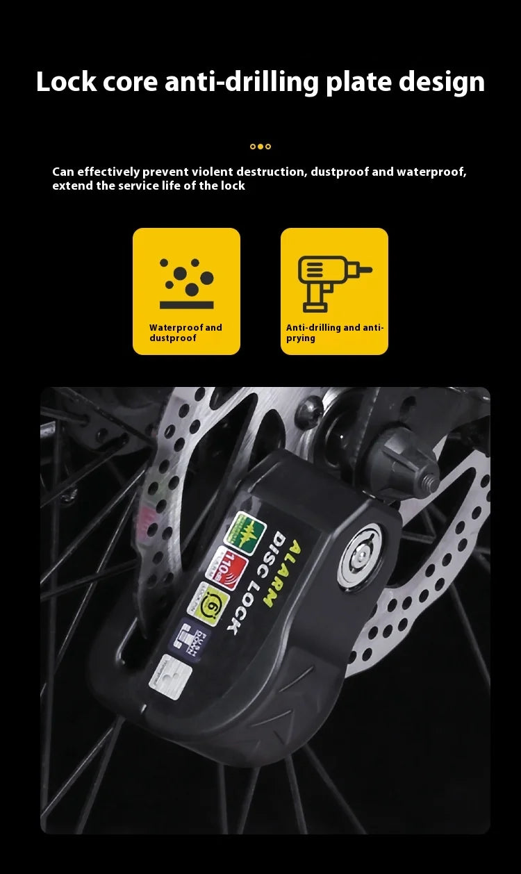 Bike Lock Bicycle Disc Brake Lock Alarm Protection Electric Bikes Locks Motorcycle Brake Disc Anti-theft Locks Cycling Equipment