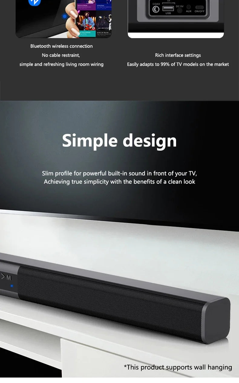 6D surround sound home theater speaker system mobile phone bass wireless Bluetooth speaker long TV soundbar speaker TF/AUX/USB