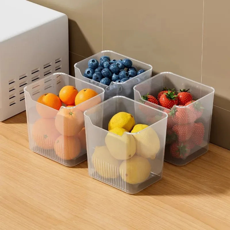 Fridge Side Door Storage Boxes Vegetables Fruits Food Preservation Box Space-Saving Refrigerator Organizers Kitchen Containers