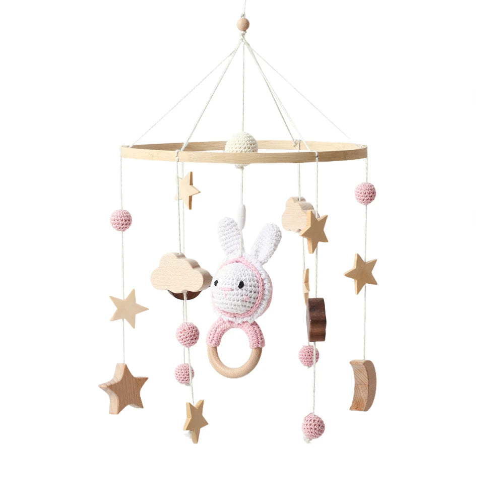 Baby Mobile Crib Bed Bell Musical Rattles Toys Soft Felt Cartoon Animal for Infants Nursery Mobiles Forest Animals Crib Toys