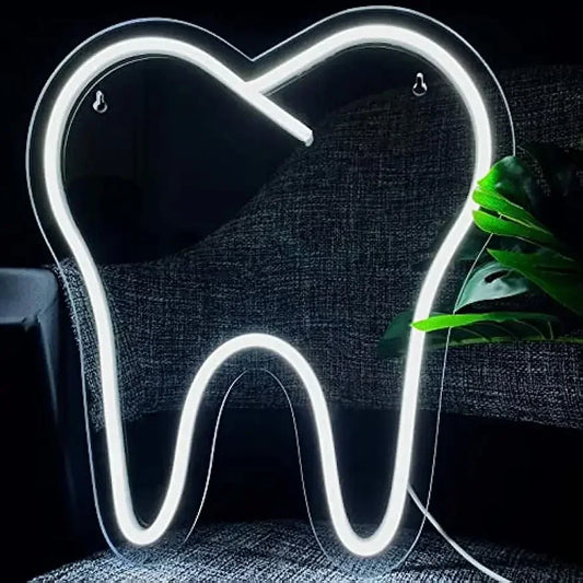 Tooth Neon Sign Teeth Sign LED Neon Light Sign Dental Office Decor Wall Hangings Large Led Neon Lights Dentistry Wall Decoration