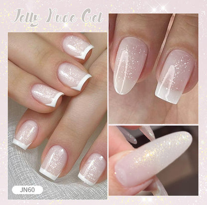 BORN PRETTY Jelly Nude Gel Nail Polish 10ml Light Pink Peach Translucent Color UV Light Cure Gel Varnish Nail Art DIY at Home
