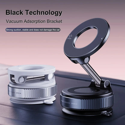 Magnetic Car Phone Holder Foldable Design 360° Adjustable Vacuum Mount for Car/Desk/Bathroom/Universal Use