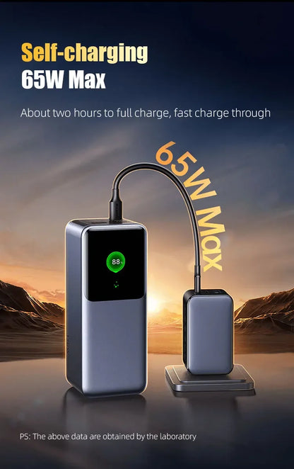 200W PD3.1 Power Bank 25000mAh with TFT Color Screen, 100W Fast Charging for Laptop and Phone, Portable Power Bank