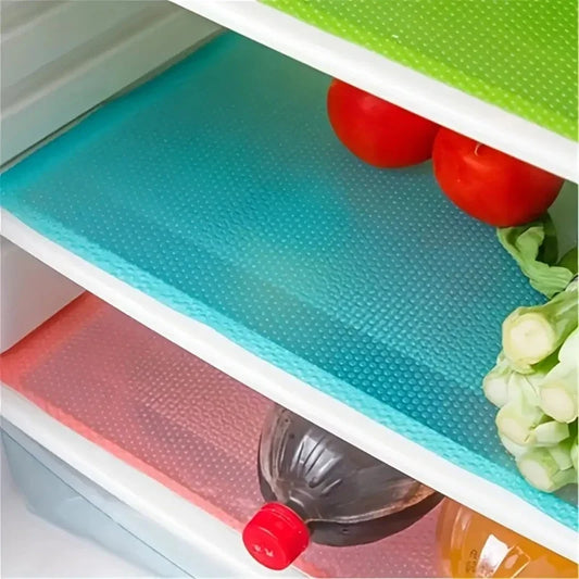 4PCS EVA Refrigerator Liners for Shelves Washable Can Be Cut Fridge Shelf Liner Waterproof Fridge Pads Mat