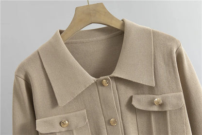 Elegant Office Sweaters Tops+slim High Waist Knitwear Skirts 2 Piece Sets Women New Streetwear Tracksuit Korean Fashion Autumn