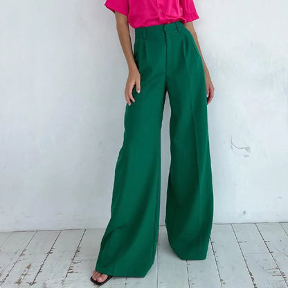 2025 New Women High Waist Casual Wide Leg Pants Long Palazzo Pants Trousers