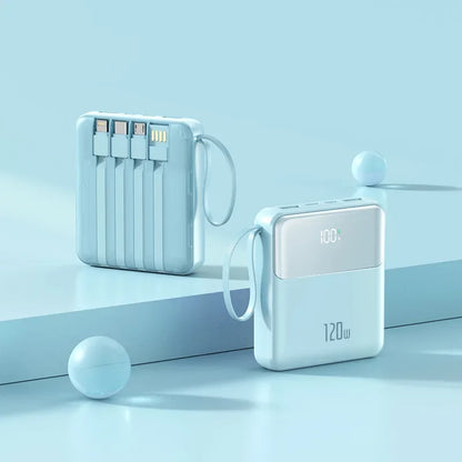 A Brand-new 120W Three-in-one 20,000mah Super Fast Power Bank with Large Capacity, Built-in Cable and Digital Display Powerbank
