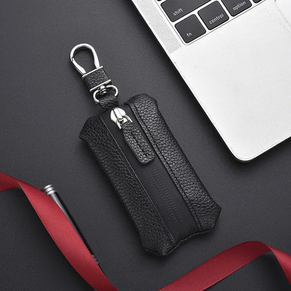 Unisex PU Leather Key Case for Car Key Wallet Pocket Key Holder Organizer Pouch Key Organizer Large Capacity Zipper Key Bag