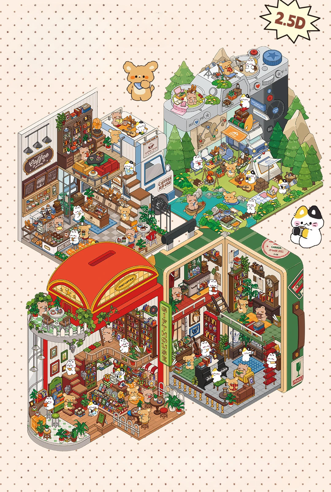 Creative Design Outdoor Scene Sticker for Student Cute Cartoon DIY Decor Landscaping Sticker Scrapbook Journal Student Sticker